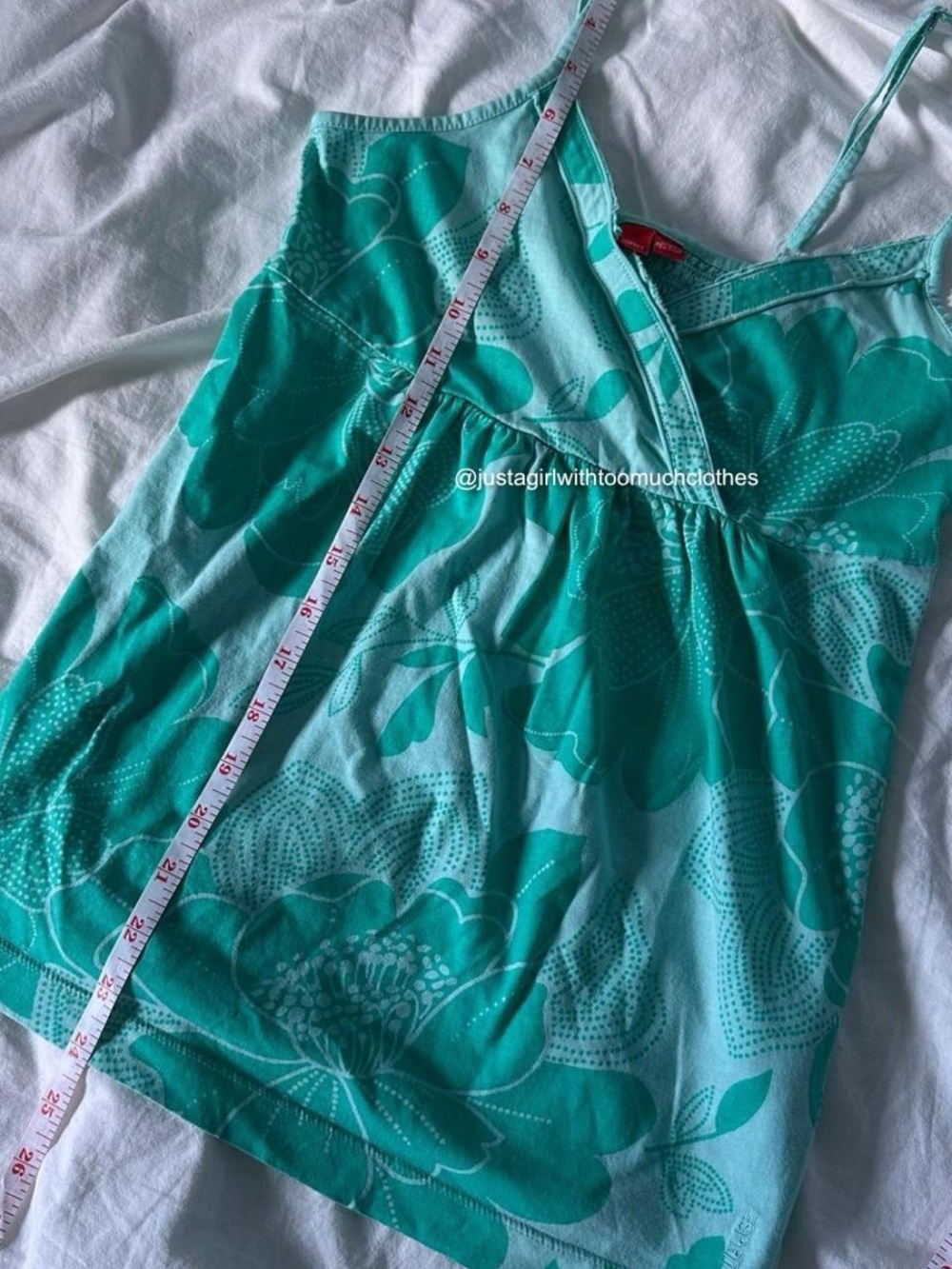Turquoise Floral Cami Tank Top - Picture 3 of 6
